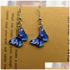 Charm Blue Butterfly Drop Earring for Women Mticolor 2021 Alloy Dangle Earrings Statement bröllop smycken grossist drop del dhgarden otjs3