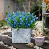 Fleurs décoratives 8 paquets de tulipes artificielles résistantes aux UV, fausses plantes d'arbustes de verdure pour la maison, le jardin, le porche, la fenêtre, la ferme, décor