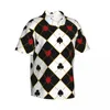 Men's Casual Shirts Shirt Card Suits Royal Poker Short Sleeve Summer Men Turn-down Collar Button Clothing