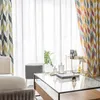 Cortinas de cortina para sala de jantar quarto quarto moderno minimalista azul onda de poliéster de impressão de impressão de algodão decoração