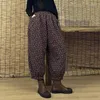 Women's Pants Print Loose Thicken Cotton Lady Ankle-Length Fashion Vintage Casual Lantern Trousers Winter Female Warm Radish Haren