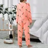 Women's Sleepwear Women Casual Pajamas Sets Coral Fleece Long Sleeve Tops And Pants Radish Printing Two Piece Set Short