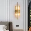 Appliques murales cristal clair lampe à LED lumière luxe or lumières applique en acier inoxydable éclairage intérieur chambre allée salle à manger