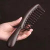 Brosses à cheveux Peigne à cheveux en bois pour cheveux raides, bouclés et épais, antistatique, démêlant en bois de santal noir, peignes à dents larges et fines pour femmes et hommes 231121