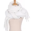 Bufandas Color sólido Bufanda gruesa Unisex Invierno Al aire libre Mantón cálido Felpa Blanco Diseño de marca de lujo Foulard en Mousseline 231121