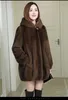 Женская кожаная шуба из искусственного меха 2023 Женское свободное норковое платье с капюшоном больших размеров