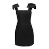 Casual Dresses Summer Classic Sweet Women Dress Solid White Black Bow Camisole Sleeveless Backless Mini Empire Waist Girl Gown Party