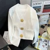 Womens Jackets Autumn Elegant Vneck Cardigan Gold Button Long Sleeve Knitted Top Retro Fashion Jacket 231120