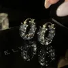 Çember küpeler moda geometrisi siyah renk kristal zirkon basit modaya uygun kız kadınlar için hediye 2023 mücevher