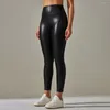 Active Pants CUTIES Shiny High Waist PU Leather Leggings Woman Booty Lifting Gym Fitness Yoga Casual Workout Sports Compression Tights