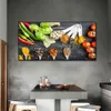 Toile de peinture avec cuillère à épices et poivrons, affiches et imprimés de cuisine, Art mural, image alimentaire, décoration de salon et de cuisine
