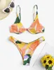 Women's Swimwear Two Piece Bathing Suits Sleeveless Pattern Print Bra Low Waist Thong Swimsuits