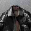 Men's Leather Faux A2 Bomber Jacket Tea Core Horse Cropped Motorcycle Natural Loose Coat Military 231121