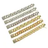 Hip hop Rhinestone men's cool Bracelet hiphop Miami Cuban bracelet width 21mm