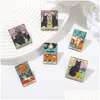 Tecknad accessoarer punk tarot kort emalj stift svarta katt kvinnor solmåne brosches badge lapel pin jacka ryggsäck present vänner juvel dhvws