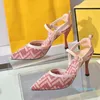 2023-Scarpe da ufficio da donna sexy con tacchi alti da donna estivi firmati splendidi sandali con bottoni in metallo