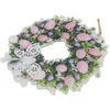 Couronne de fleurs décoratives de pâques, pour Festivals, cheminées, diamètre 27CM, 32, 23, 3CM, matériau acrylique, étiquette papillon rose