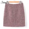 Skirts Autumn Winter Tweed Pencil Skirt Vintage Plaid High Waist Bodycon Mini Female Office Fashion Sexy Short Woolen