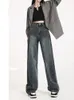 Damen Jeans American High Waist Loose Straight Style Frühling und Herbst Retro Wide Leg Draping Mop Pants Baggy