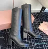 Women's Thick Medium High Heel Boots Fashion Comfortable Soft Leather Material Women's Knight Comfortable Smooth Fabric