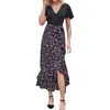 Casual Dresses Boho Floral Print Dress Women Summer Short Sleeve V Neck Tie Waist High Low Ruffle Cotton Long For Vestidos