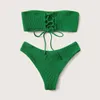 Costumi da bagno da donna Para Praia Bikini a fascia sexy Bikini brasiliano femminile Set costumi da bagno taglio alto Verde Donna Costume da bagno micro verde Biquini 230421