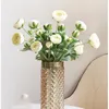 Decorative Flowers Artificial Ranunculus With Real Touch Stem Faux Peony Wedding Decoration Household Simulation