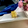 Cluster Rings Luxury 13 16 Yellow Square Zircon Stone Bridal Wedding Finger Ring Donna Pure 925 Sterling Silver Gioielli di fidanzamento