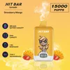 Original HitBar tornado 15000 puffs Disposable vape pen 15k puff 0% 2% 3% 5% 23ml prefilled E cigarettes 500 mah rechargerable battery 20 flaovrs tornado 9000 9k