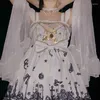 Повседневные платья, оригинальный дизайн, винтажное готическое платье Лолиты JSK для женщин, элегантное платье принцессы без рукавов с бантом на черном ремне