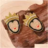 Charm europeisk och amerikansk gränsöverskridande ny personlighet Creative Diamond Crown Queen Halloween Character Oil Drop Earrings F DHGARDEN DH6LZ