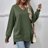 Women's Hoodies Oversized Sweatshirt Casual Crew Neck Pullover Long Sleeve Solid Color V High Low Tops Women Cute For