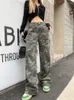 Vrouwen Jeans 2023 Camouflage Cargo Broek Vrouwen Y2K Streetwear Laagbouw Zakken Retro Wijde Pijpen Broek Denim Rechte Harajuku