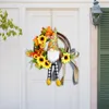 Ghirlande di fiori decorativi Natale per porta d'ingresso Ghirlanda di bosso Borsa piccola Simulazione Girasole Bambola senza volto Ghirlanda Raccolti autunnali Fe