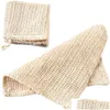 Bath Brushes Sponges Scrubbers 100% Nature Sisal Cleaning Towel For Body Exfoliating Linen Wash Cloth 25X25Cm Shower Washcloth Fa Dh6Uf