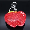 Portachiavi Colore rosso Portachiavi mela Donna / Uomo Ciondoli in cristallo oro Portachiavi Borsa per ragazze Nappa Ornamenti Frutta Gioielli Porte Clef Femme