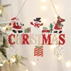 Décorations de Noël Décor en bois Noel Bienvenue Porte naine suspendue Joyeux 2024 Feliz Navidad pour la maison 231120