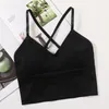 Camisoles Tanks女性シームレストップファッションクロップVネックノースリーブブラジャートップ