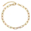 Kedjor 7mm Gold Color PaperClip Chain Choker Halsband för kvinnor Girls Rostfritt stål Kabel Länk Justerbara gåva smycken DKN659