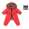 Jumpsuits -30 Russia Winter Kids Boys Snowsuit Jumpsuit Baby warm Duck Down Jackets for Girls Overall Children parka real Fur Rompers Y6 231120