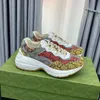 Plate-forme Chaussures Designers de chaussures décontractées Sneaker Sneakers Strawberry Wave Mouth Tiger Web Print Luxe Beige Chaussures Rhyton Hommes Femmes Pour