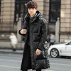 Veste longue à capuche pour homme, Parka épaisse et chaude, manteau d'extérieur, brillant, à la mode, 2023