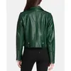 Kurtki damskie Pure Sheepskin Green Leather Kurtka Europejska i amerykańska modna trend mody