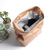 Storage Bags Reusable Durable Insulated Thermal Food Cooler Sack Brown Craft Paper Lunch Bag 1PC