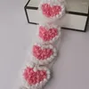Hair Accessories 40pcs 9cm Valentine's Day Chiffon Rosette Heart Applique For Girls Headband Wedding Clothes Flower