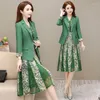 Work Dresses Elegant Floral Dress Suits Women 2 Piece Set Office Lady Korean Blazer Jacket And Sleeveless Print Casual Outfits Q31