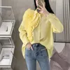 Women's Blouses OCEANLOVE Solid Spring Autumn Shirts&blouses 3D Flowers Vintage Korean Fashion Women Tops Elegant Sweet Party Blusas Mujer