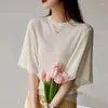 Women's Blouses Summer Elegant Knit Butterfly Sleeve Women Fashion O Neck Loose Tops Ladies Blusa Mujer Casual Shirt 27188