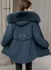 Manteau à capuche en fourrure pour femme, parka, veste d'hiver épaisse, col en peluche, surdimensionné, mi-long, à la mode, en coton, 231121