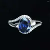 Anéis de cluster FS 6/8 Natural Sri Lanka Sapphire S925 Sterling Silver Ring Fine Fashion Charm Casamentos Jóias para Mulheres